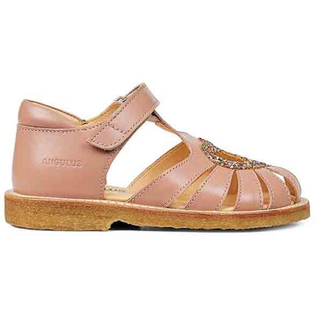 Angulus Hjerte Sandal M. Velcrolukning Mørk Peach/Multi Glitter 2