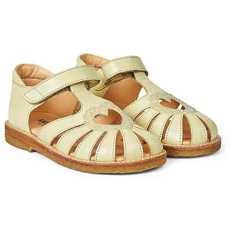 Angulus Hjerte Sandal M. Velcrolukning Lysegul/Lysegul Glitter