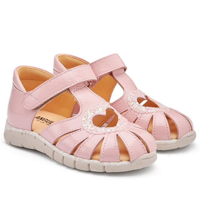 Angulus Hjerte Sandal M. Velcrolukning Rosa/Rosa Glitter