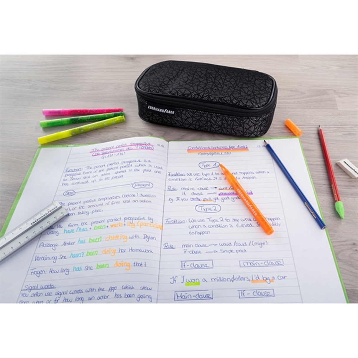 Faber-Castell EFA Penalhus Jumbo Stof Sort/Grå