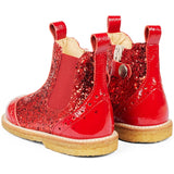 Angulus Begynder Chelseastøvlet I Glitter Med Lynlås Red/Red/Red Elastic 3