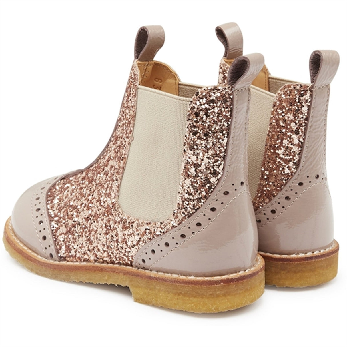 Angulus Chelsea Støvle Med Glitter Dusty Almond/Maple Glitter/Elastic