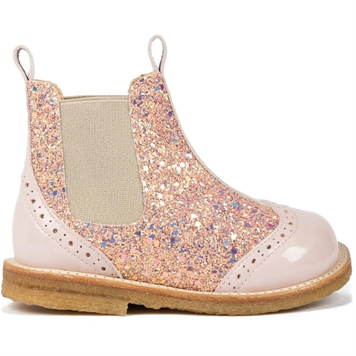 Angulus Chelsea Støvle Pale Rose/Rose Glitter/Beige Elastic 2