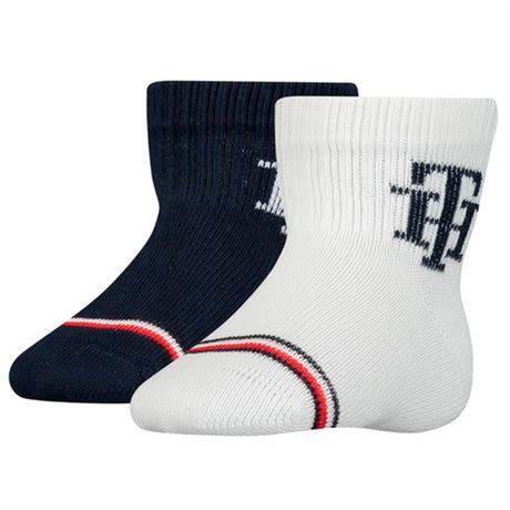 Tommy Hilfiger Baby Monogram Strømper 2-pak White/Navy