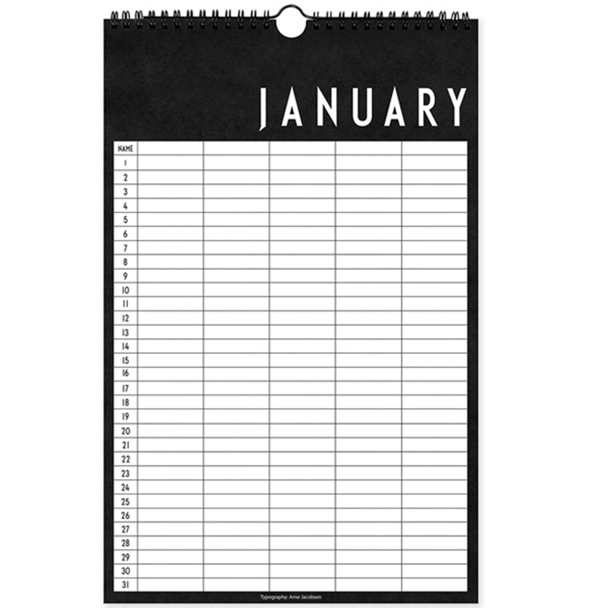 Design Letters Monthly Planner Black