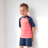 Petit Crabe Nectarine/Blue Raglan UV Badebluse