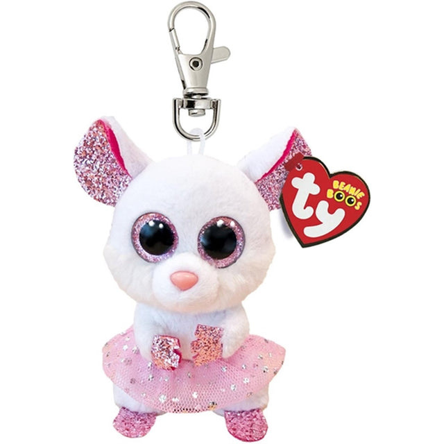 TY Beanie Boos Nina - White Ballerina Mus Nøglering