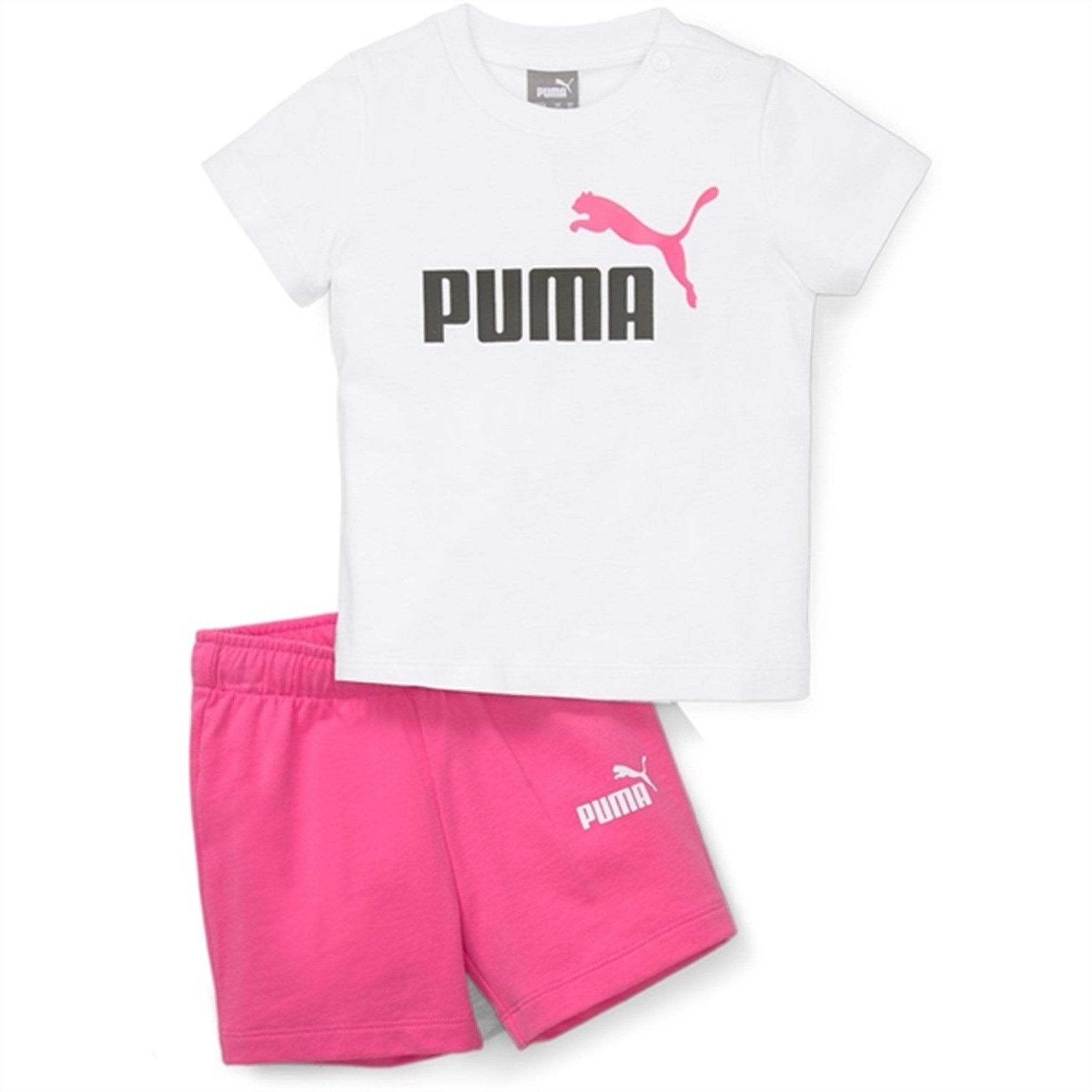 Puma Minicats T-shirt & Shorts Sæt White-Pearl Pink