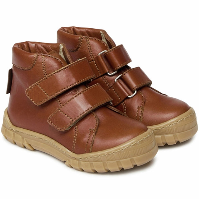 Angulus Basic Begynder Tex Sneaker Med Velcrolukning Cognac Basic