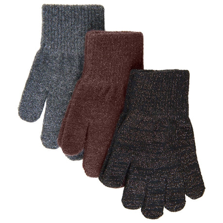 Mikk-Line Magic Handsker 3-pak Dark Mink-Black-Antrazite