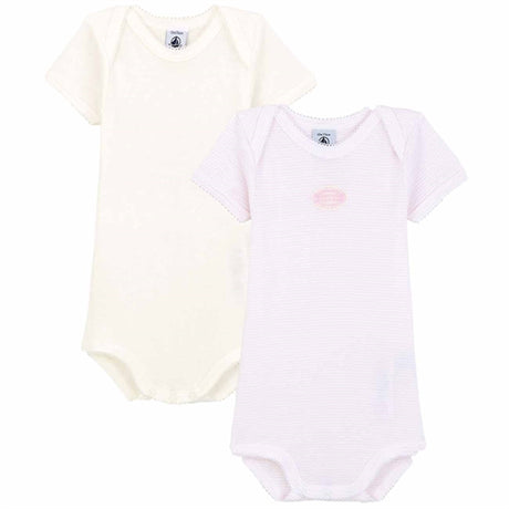 Petit Bateau Bodies 2-pack White/Light Pink Stripes