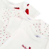 Petit Bateau Body ML 3-pack White/Red Hearts