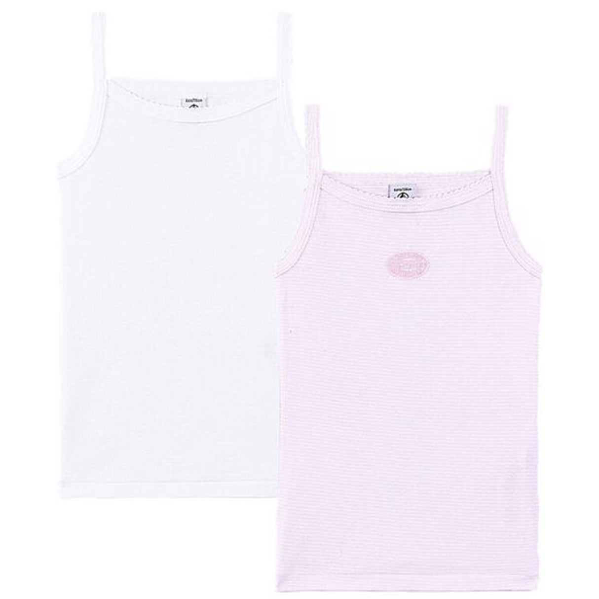 Petit Bateau 2-pak White/Light pink striber Undertrøjer