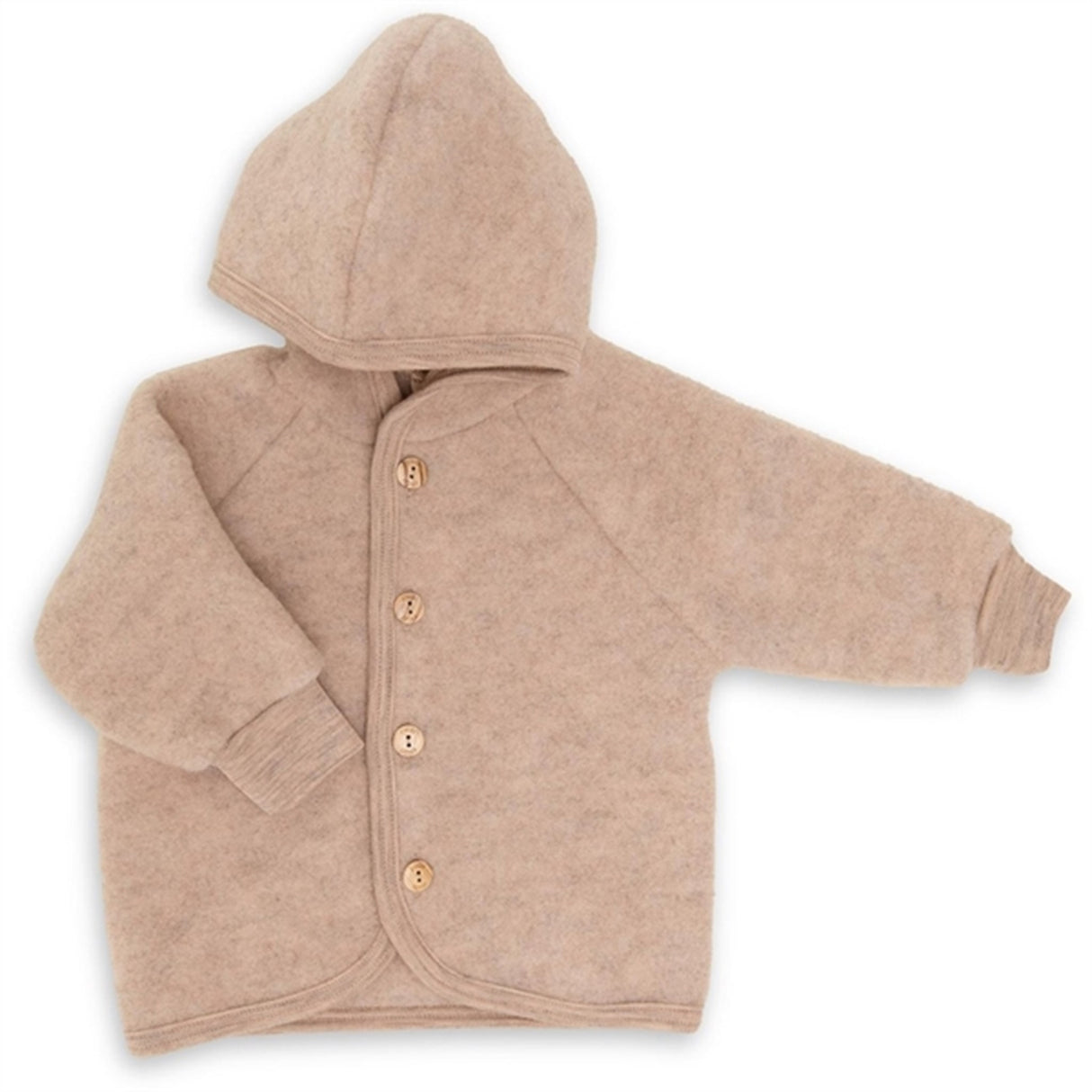 Engel Hooded Jakke m. Træknapper Sand Mélange