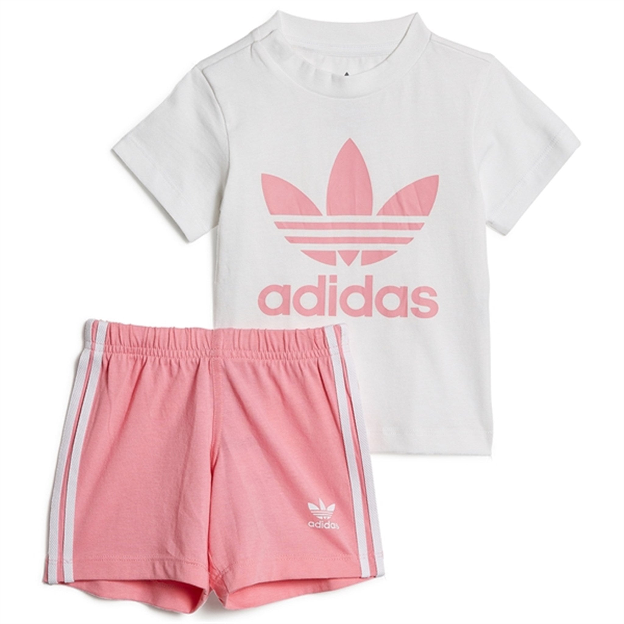 adidas Originals White / Pink Shorts Tee Sæt