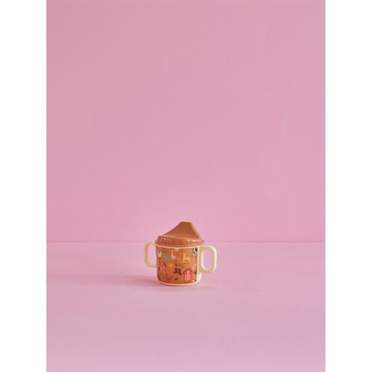 RICE Brown Farm Totable Melamin Baby Kop med Håndtag