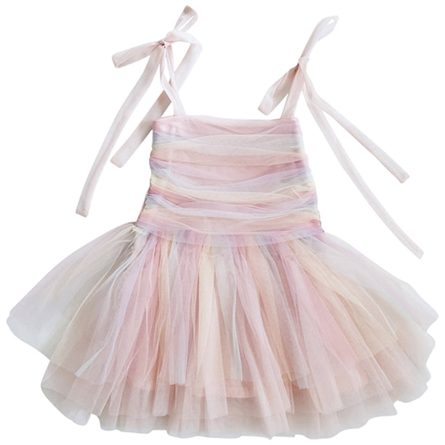 Dolly by Le Petit Tom Unicorn Rainbow Ballerina Tulle Tutu Kjole Rainbow Pastel