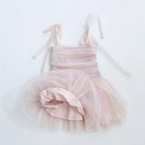 Dolly by Le Petit Tom Unicorn Rainbow Ballerina Tulle Tutu Kjole Rainbow Pastel