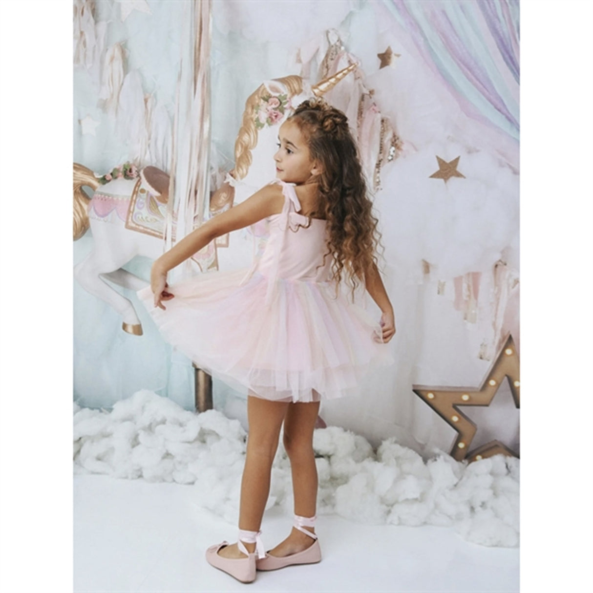 Dolly by Le Petit Tom Unicorn Rainbow Ballerina Tulle Tutu Kjole Rainbow Pastel