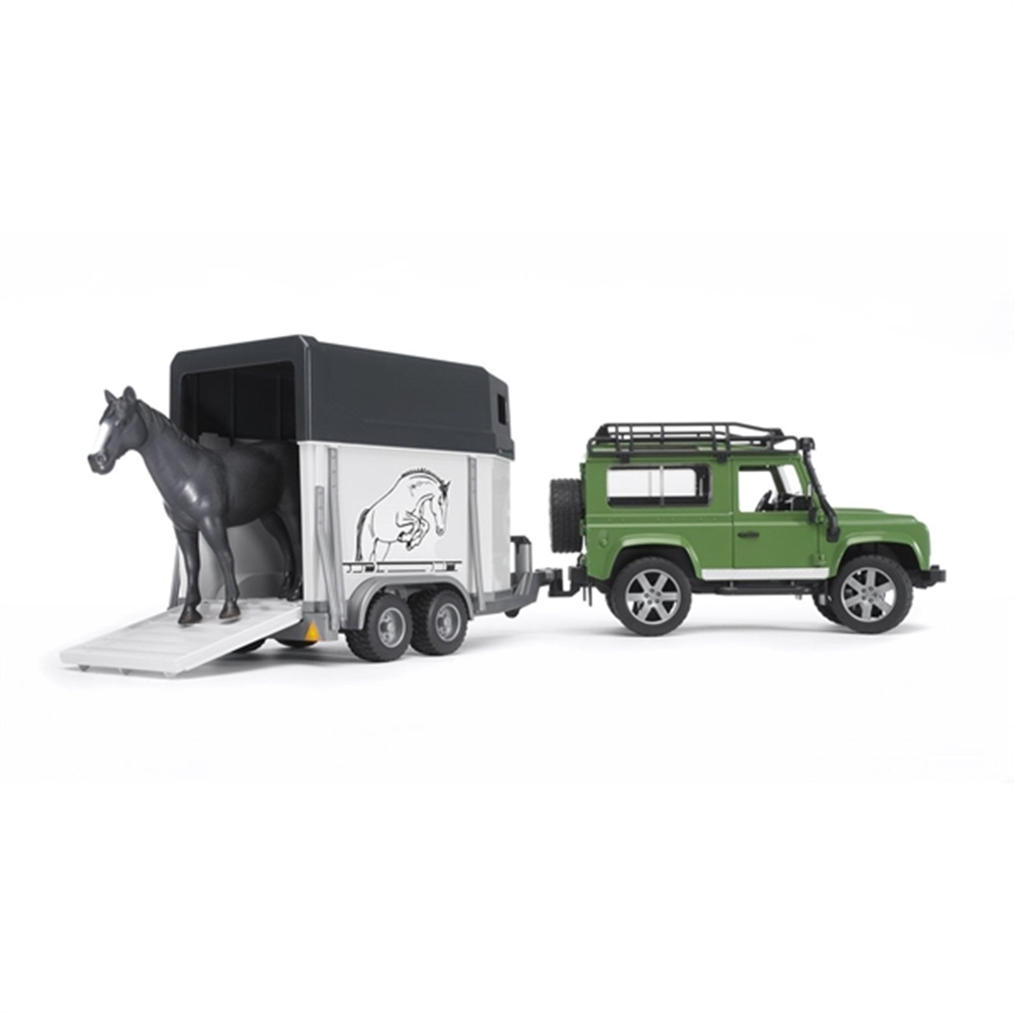 Bruder Land Rover Defender Stationcar m. Hestetrailer