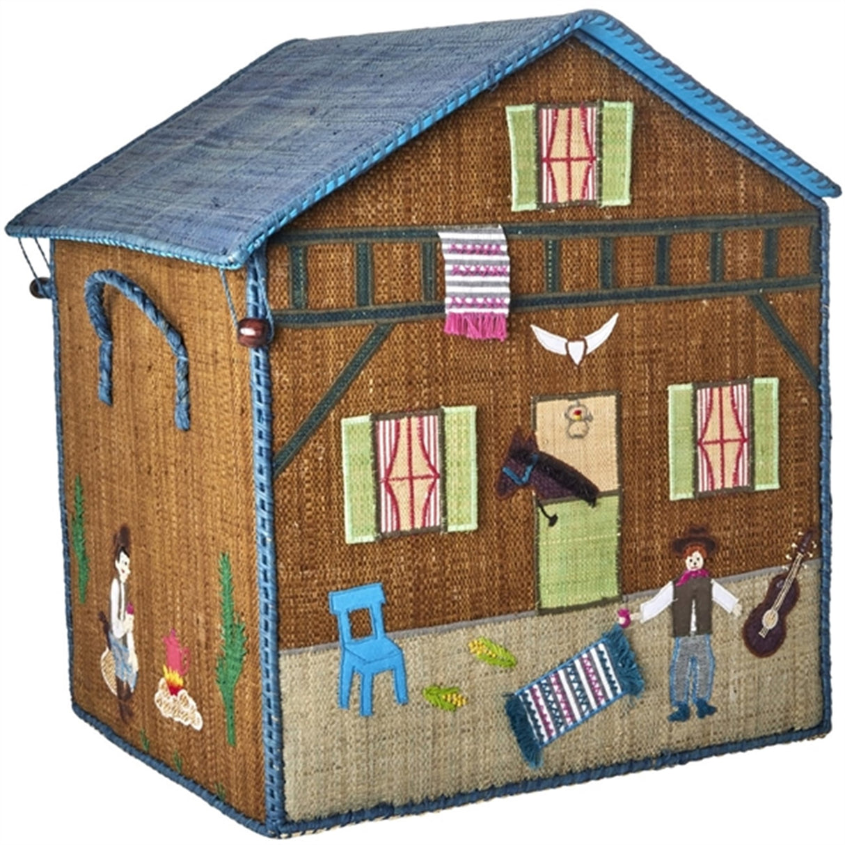 RICE Adventure Theme Raffia Kurvehus til Opbevaring 3-pak