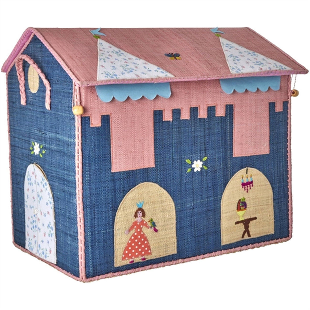 RICE Castle Theme Raffia Kurvehus til Opbevaring 3-pak