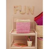 RICE Soft Pink/Nature Firkantet Opbevaringskurv Lille