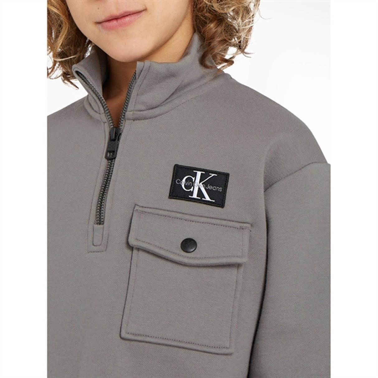 Calvin Klein Half-Zip Workwear Fleece Trøje Brushed Nickel 3