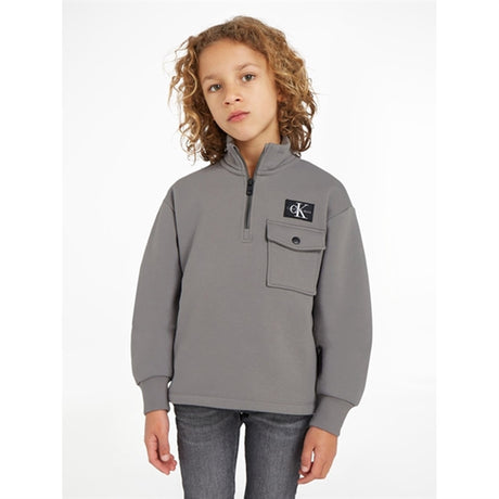 Calvin Klein Half-Zip Workwear Fleece Trøje Brushed Nickel 2