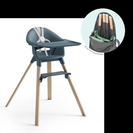 Stokke® Clikk™ Højstol Fjord Blue Inkl. Transport Taske