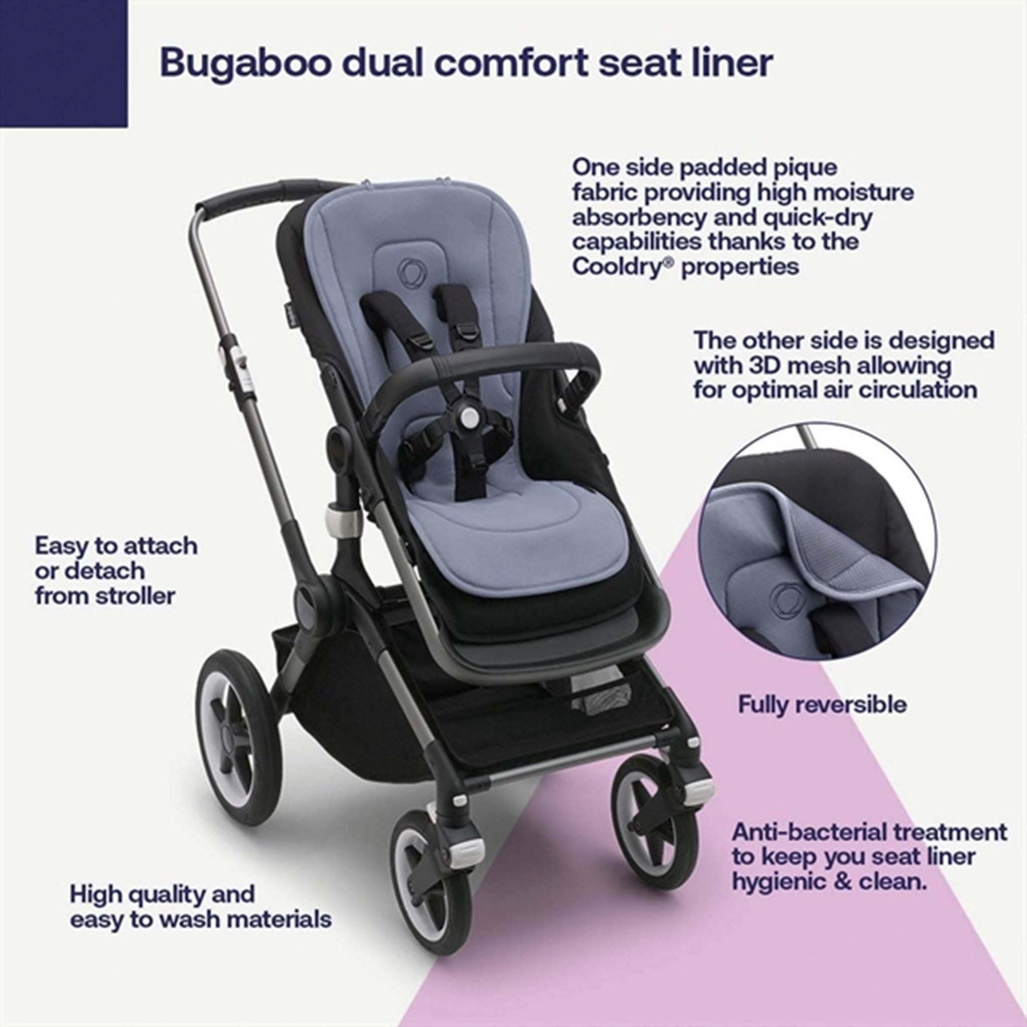 Bugaboo Dual Comfort Seat Liner Black 2