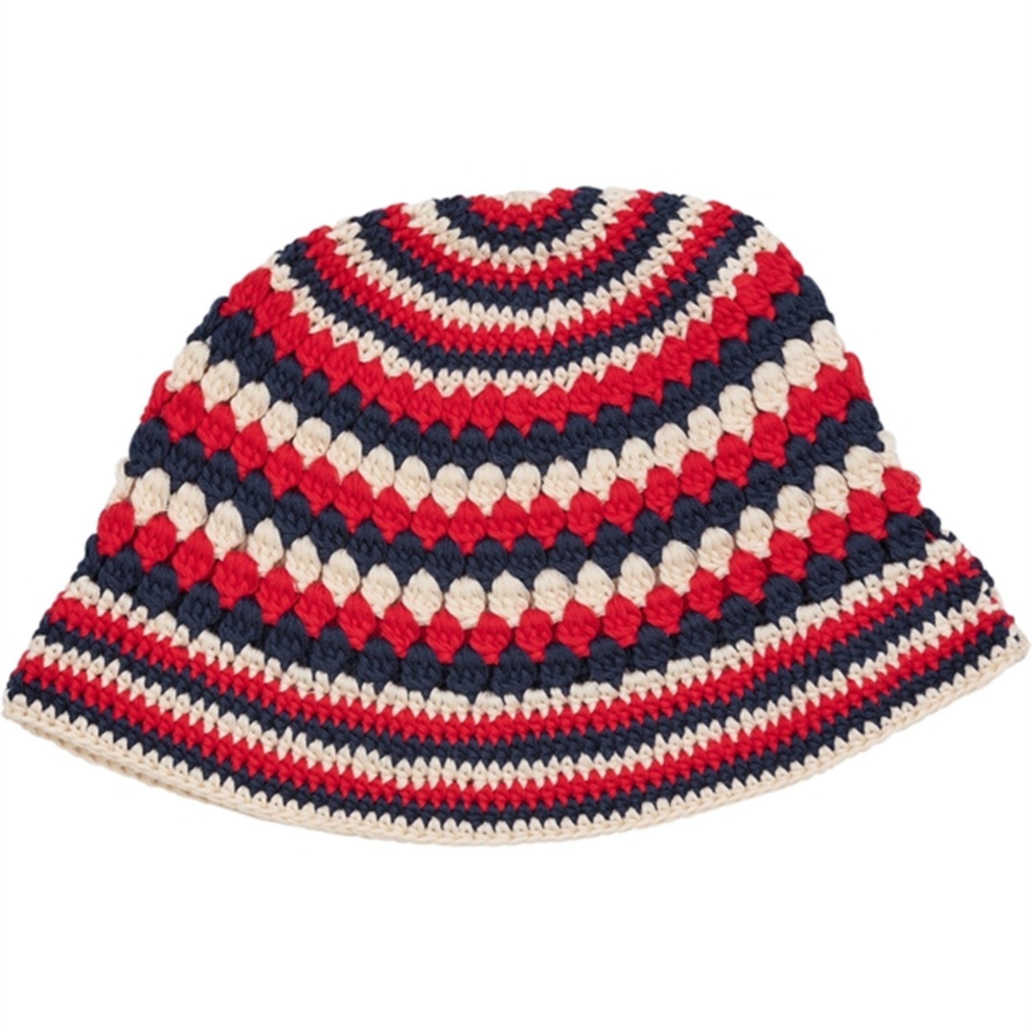 Copenhagen Colors Cream/Navy/Red Comb. Hæklet Hat