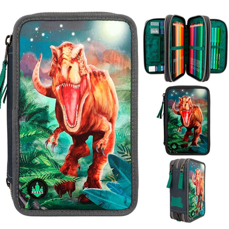 Dino World Trippel Penalhus m. LED T-Rex 2