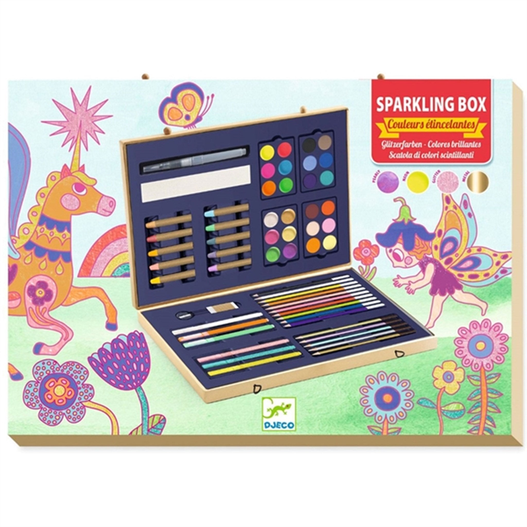 Djeco Kreativ Farver Kuffert Med Glimmer Farver