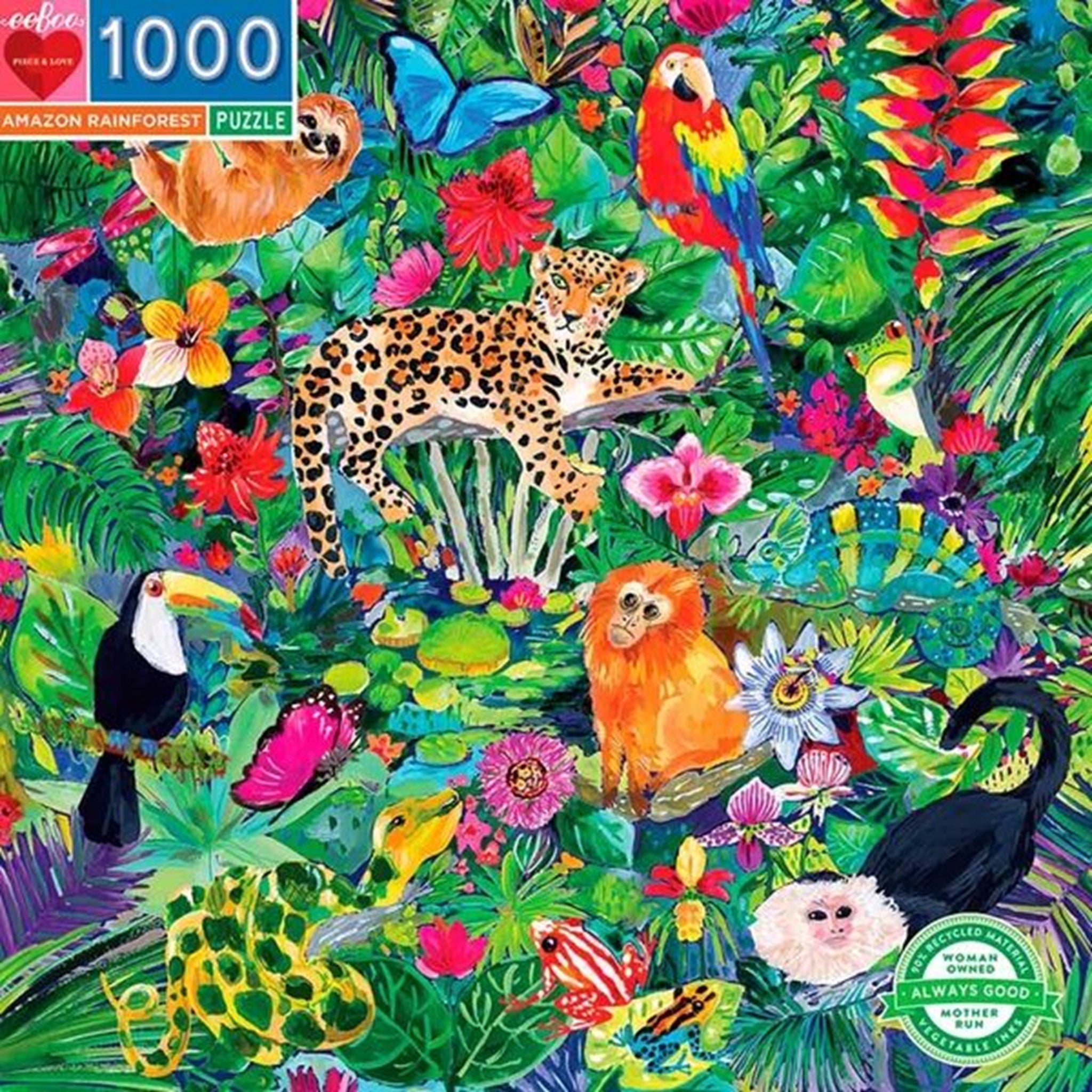 Eeboo Puslespil 1000 Brikker - Amazonas Regnskov