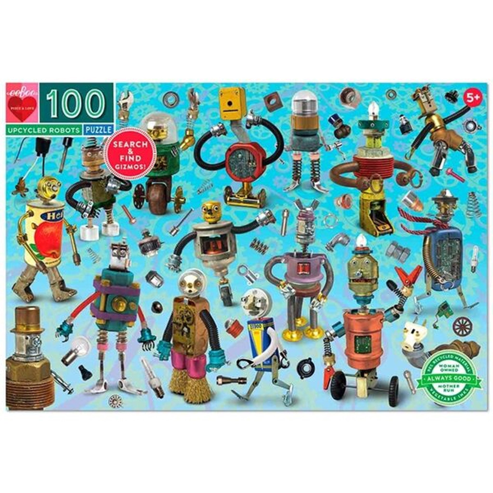 Eeboo Puslespil 100 Brikker - Robotter