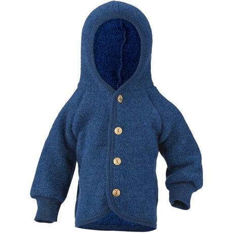 Engel Hooded Cardigan m. Træknapper Blue Mélange