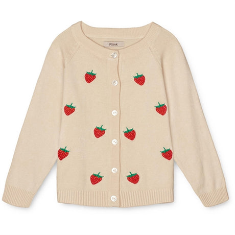 Fliink Sandshell/High Risk Red Strawberry Favo Embr. Strik Cardigan