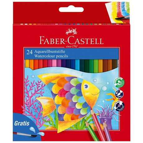 Faber Castell Akvarel 24 Farveblyanter + Pensel