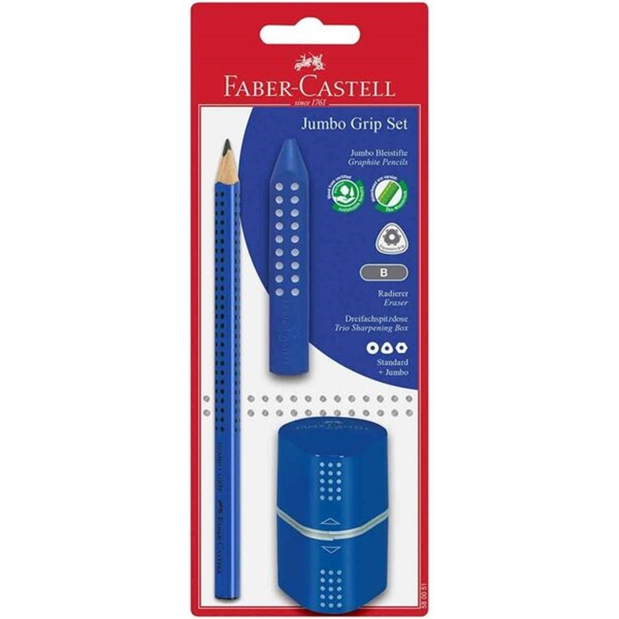 Faber Castell Jumbo Grip Blyant +Tvillingspidser Blue