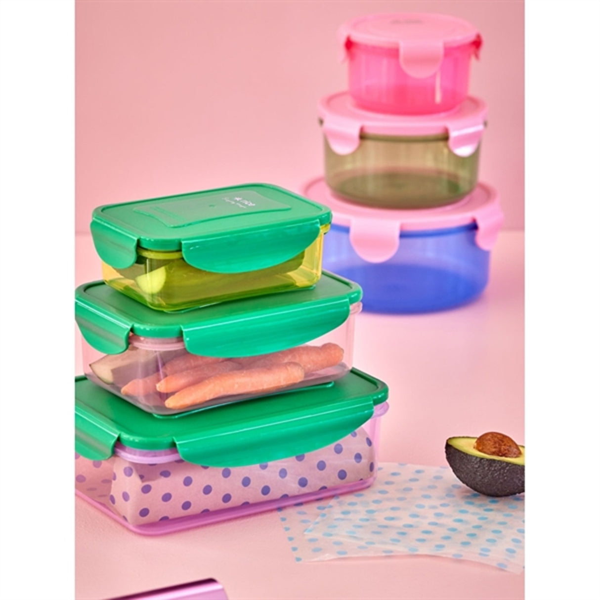 RICE Multicolor Opbevaringsbøtter 3-pak