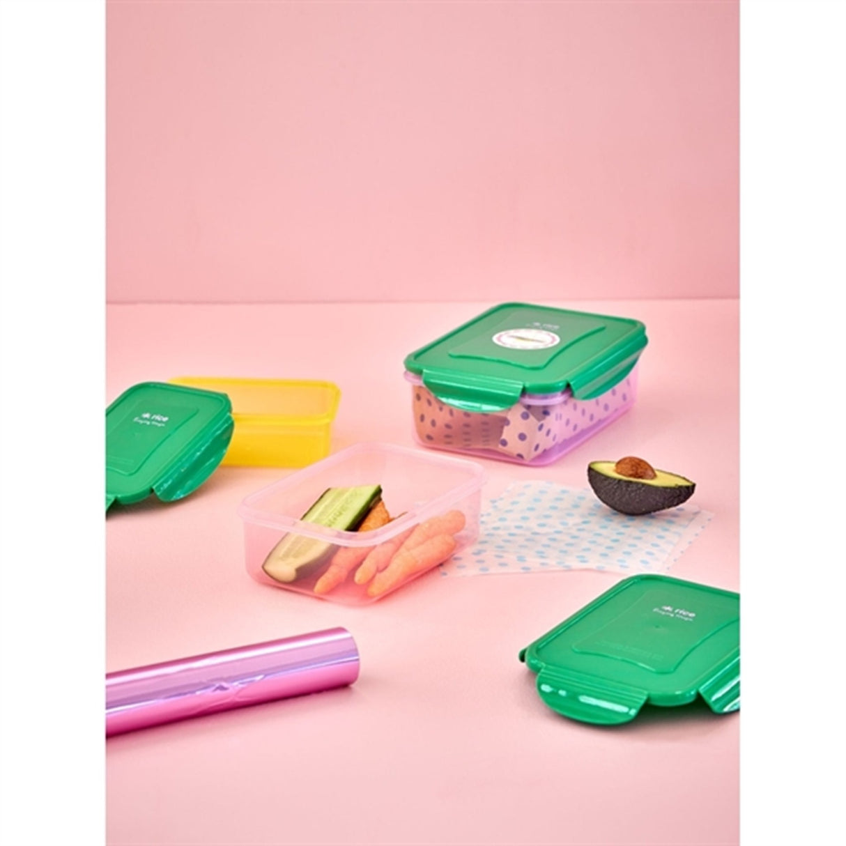 RICE Multicolor Opbevaringsbøtter 3-pak