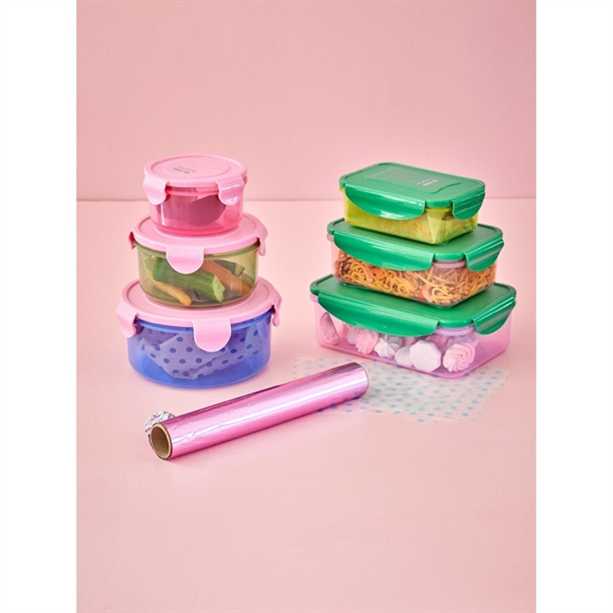 RICE Multicolor Opbevaringsbøtter 3-pak