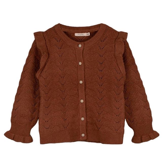 Fliink Carob Brown Benna Ruffle Cardigan