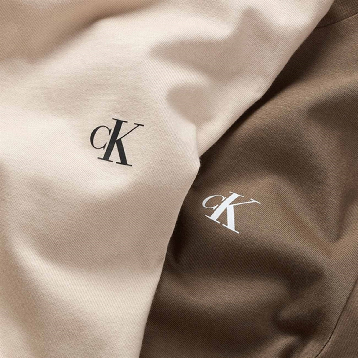 Calvin Klein Monogram T-shirt 2-pak Shitake/Classic Beige 2