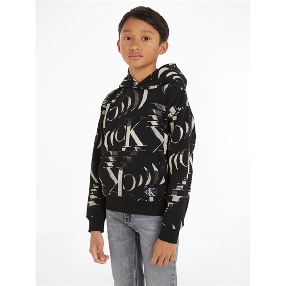 Calvin Klein Glitched Monogram Hoodie Aop Black 2