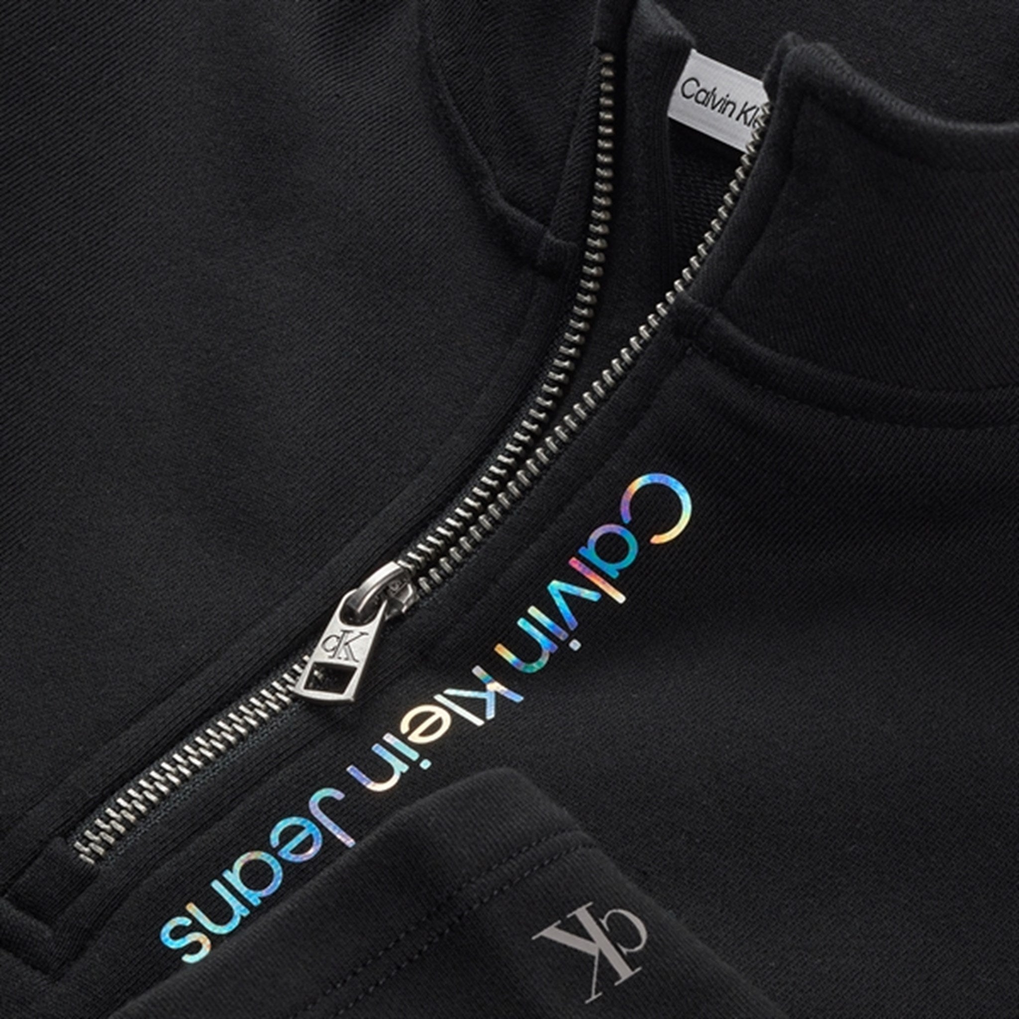 Calvin Klein Logo Zip Up Sweatshirt Black 2