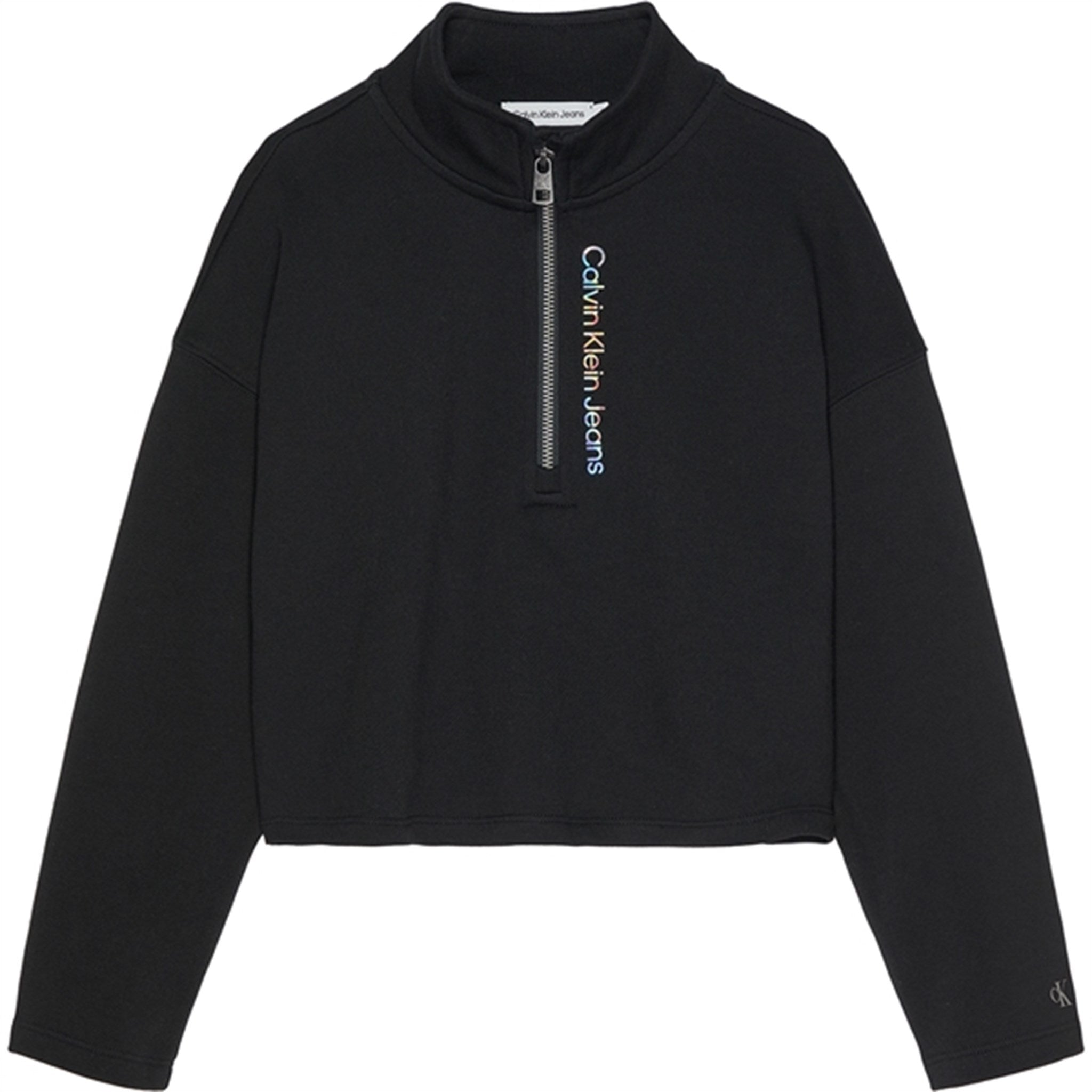 Calvin Klein Logo Zip Up Sweatshirt Black