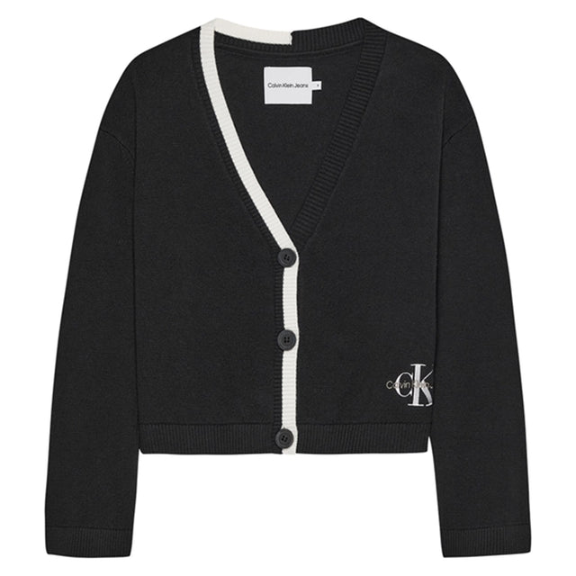 Calvin Klein Contrast Strik Cardigan Ck Black