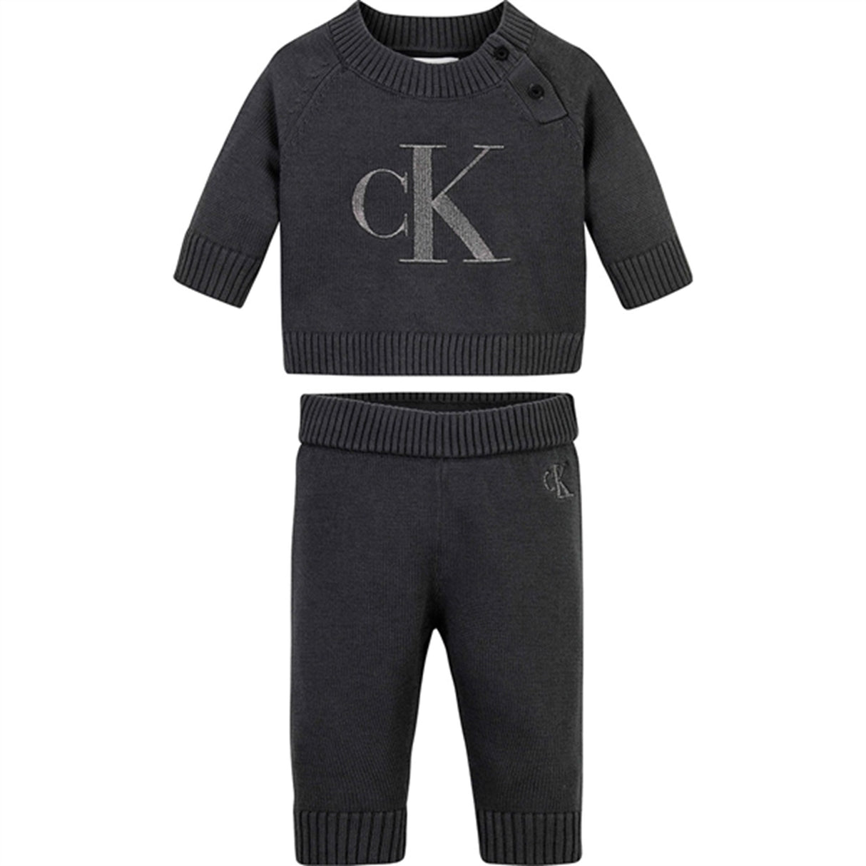 Calvin Klein Metallic Monogram Striktrøje Sæt Dark Grey